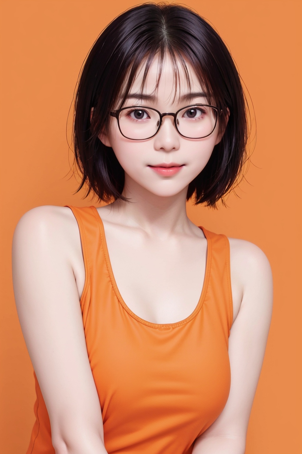 cute japanese woman,  bob hair,  (round thick glasses) on Tensor.Art