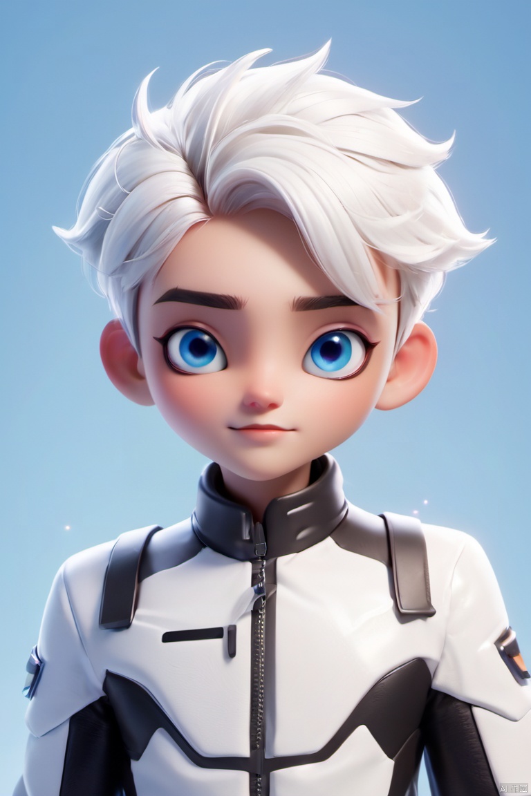  Graphics card core,1boy, solo,blue eyes,mecha musume,white hair,Short hair, In their 20s,handsome,Cheerful,extroversion,looking at viewer,energy,glowing,diffractionspikes,ejaculation,electricity,magic,tarrysky, ,full_body,Anime characters,technological marvels,Mech jacket, futuristic style, ray tracing, hyper-realistic pop, celestialpunk, grid-like structures, full_body,8k, 1boy