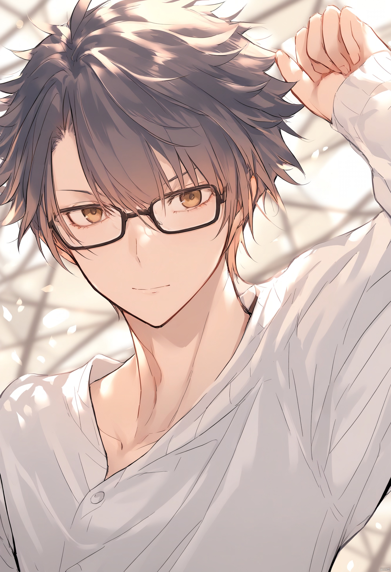  1boy,glasses,casual