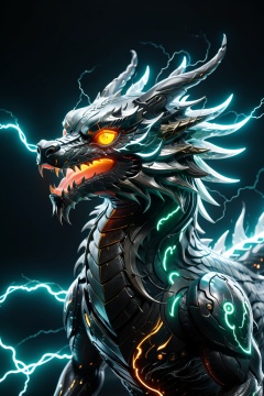  (masterpiece, top quality, best quality, official art, beautiful and aesthetic:1.2),
electricity element,electricity Chinese dragon,(laser eye,glowing eyes:1.6),cyberpunk,Fantasy and conceptualization,
composed of elements ofthunder,thunder,electricity,