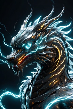  (masterpiece, top quality, best quality, official art, beautiful and aesthetic:1.2),
electricity element,electricity Chinese dragon,(laser eye,glowing eyes:1.6),cyberpunk,Fantasy and conceptualization,
composed of elements ofthunder,thunder,electricity,