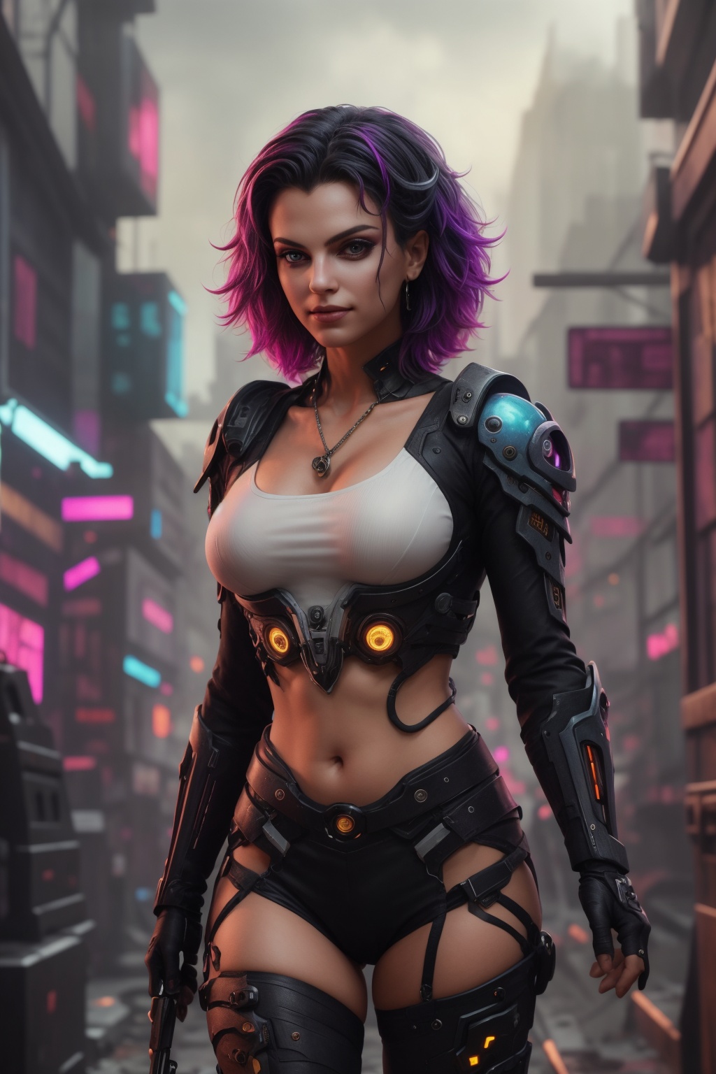((A girl))RAW Photo of CyberpunkWorld solo,  upper body,  detailed background on Tensor.Art
