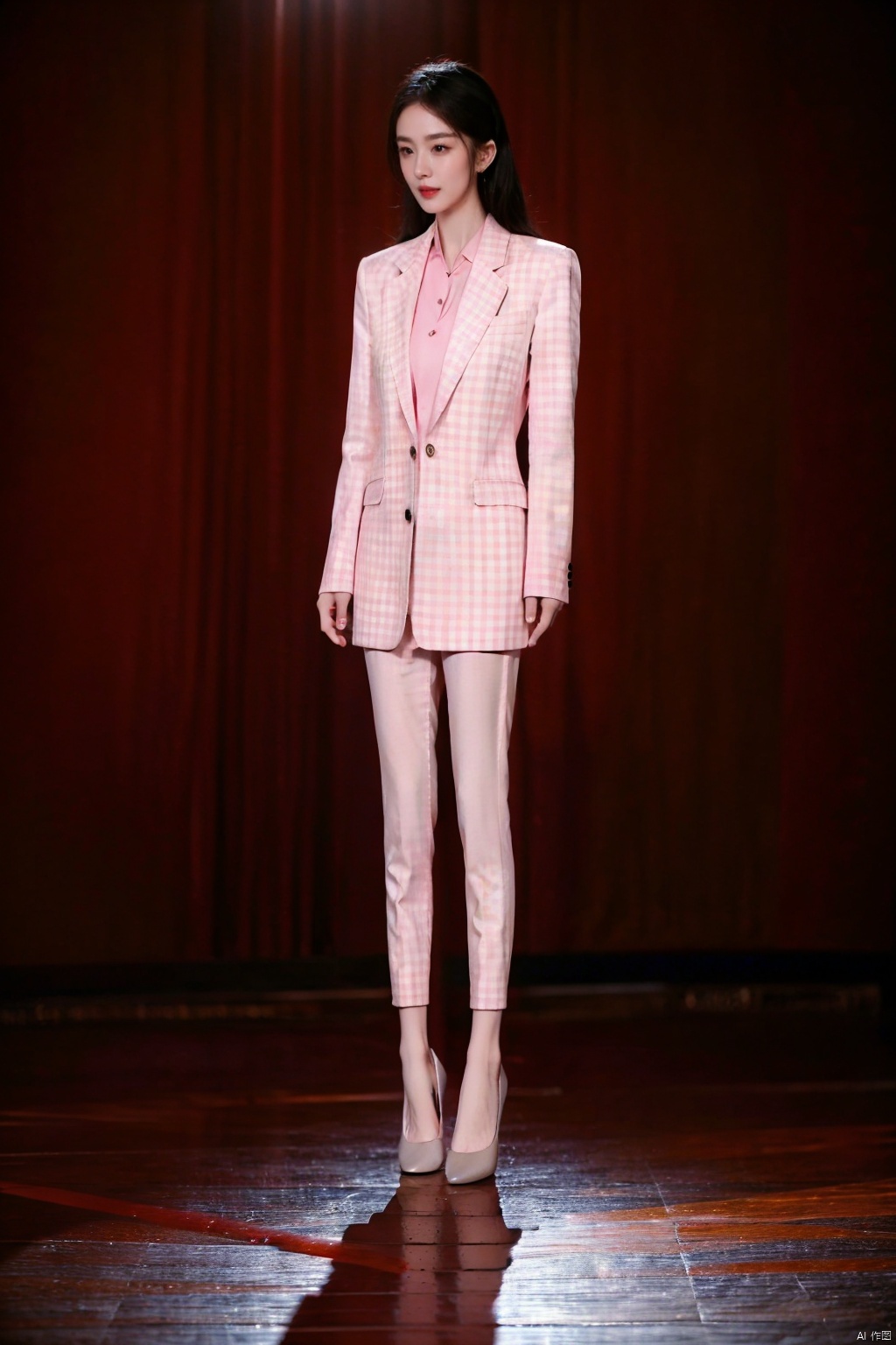 (1girl:1.3), (best quality, masterpiece, ultra high resolution),(photorealistic:1.3), (realistic:1.3), depth of field,(full body:1.2), (day:1.2), (cinematic lighting:1.2), pink uniform