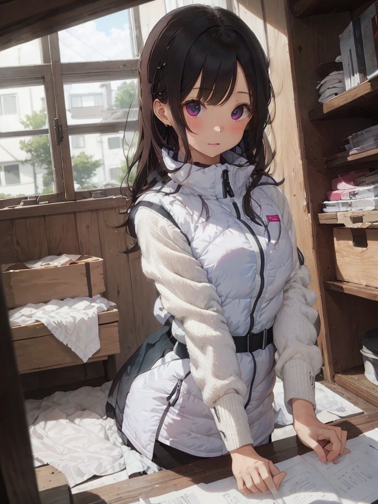 Extreme detail,  One girl,  white downvest on Tensor.Art