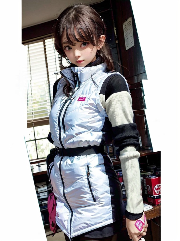 Extreme detail,  One girl,  white downvest on Tensor.Art