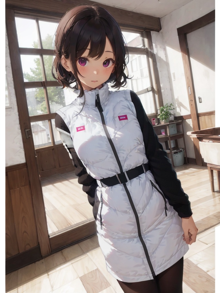 Extreme detail,  One girl,  white downvest on Tensor.Art