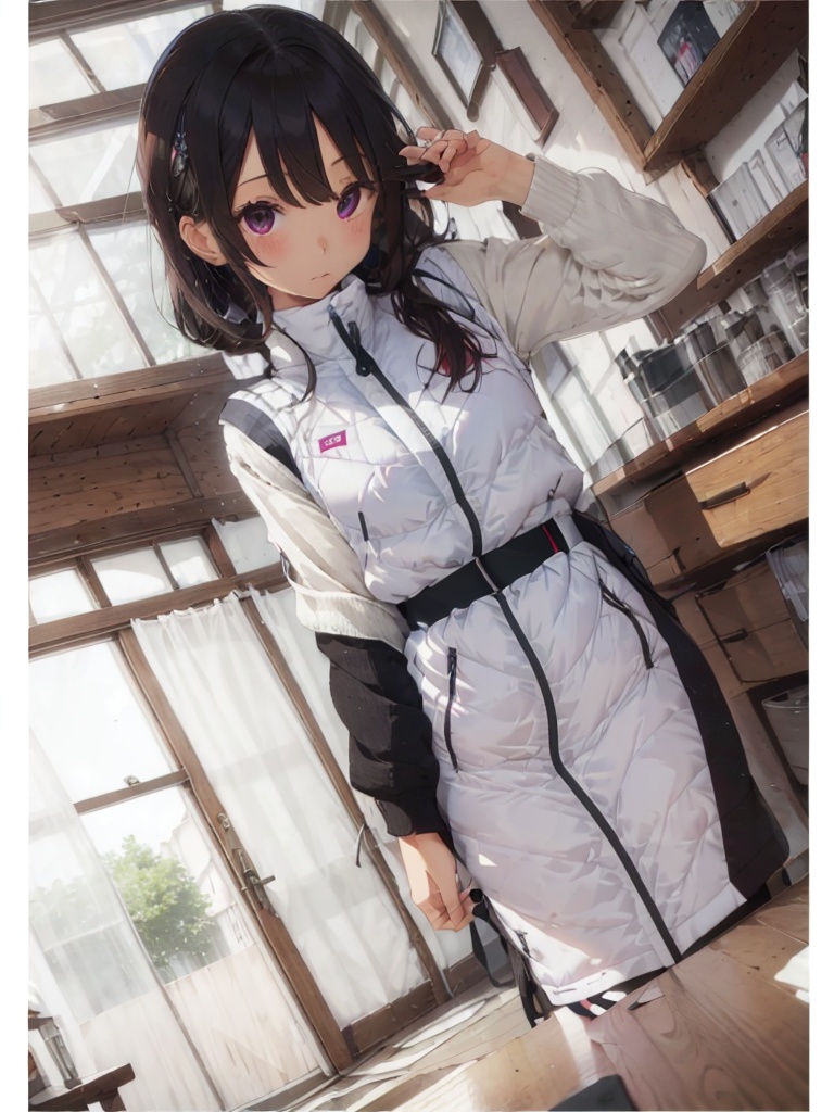 Extreme detail,  One girl,  white downvest on Tensor.Art