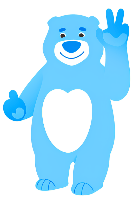 DMdyoma,  cartoon bear,  vector graphics illustration with blue color gradient on Tensor.Art