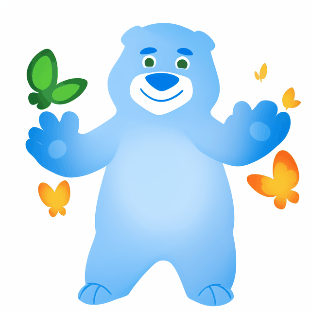 DMdyoma,  cartoon bear,  vector graphics illustration with blue color gradient on Tensor.Art