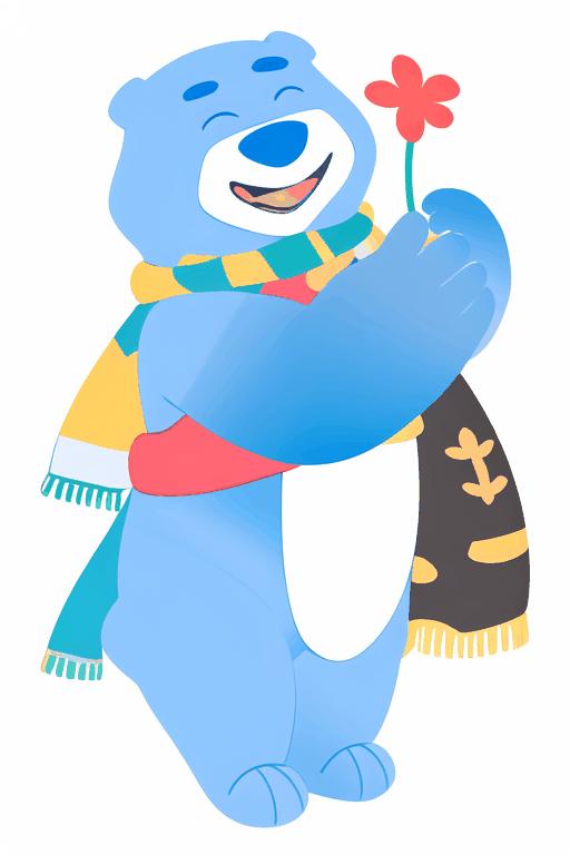 DMdyoma,  cartoon bear,  vector graphics illustration with blue color gradient on Tensor.Art
