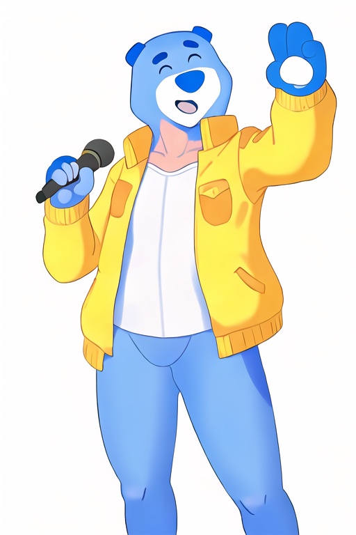 DMdyoma,  cartoon blue bear,  paws outstretched on Tensor.Art