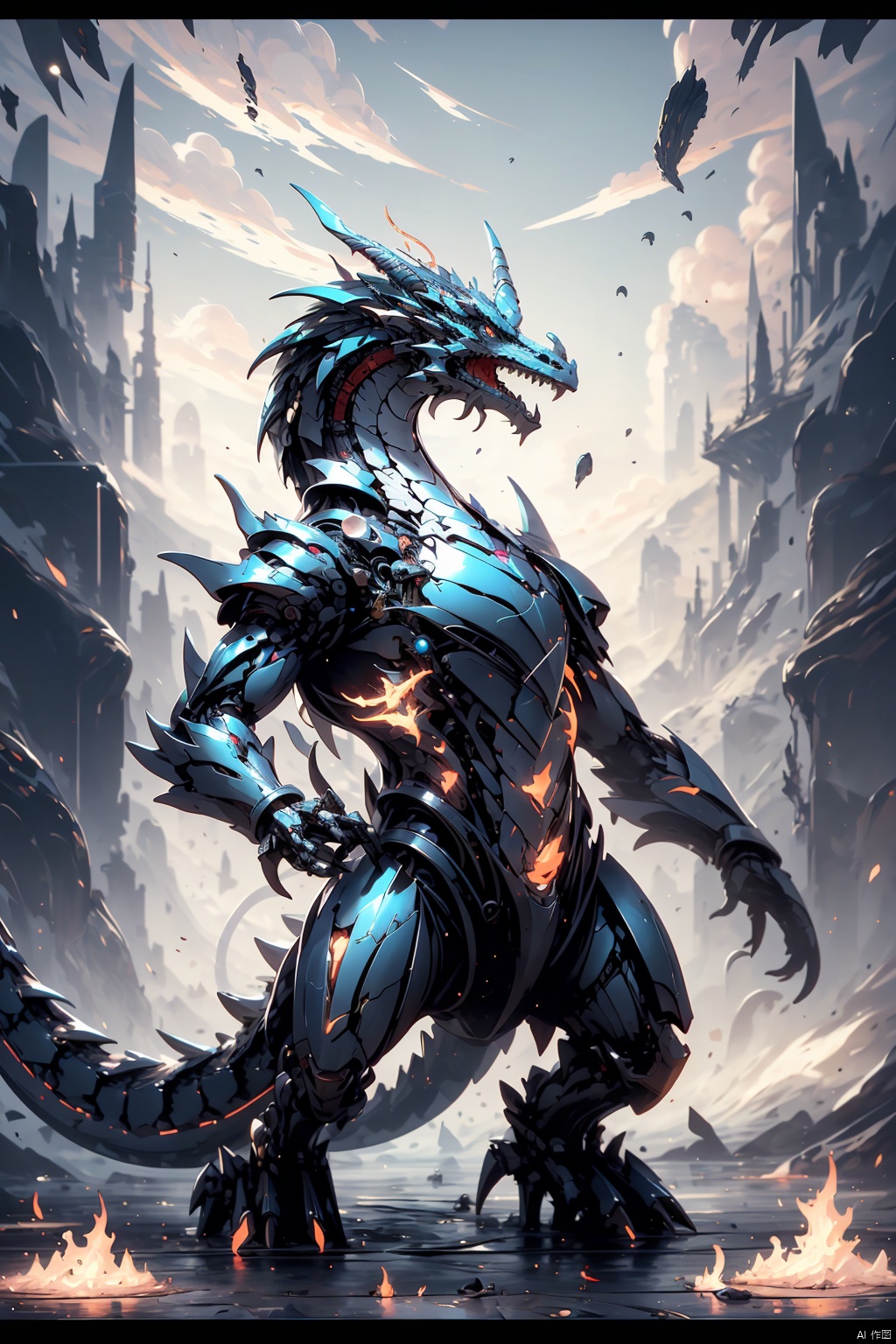  absurdres,absurdres,realistic,(full_shot:1.8), solo, , Mechanical Dragon