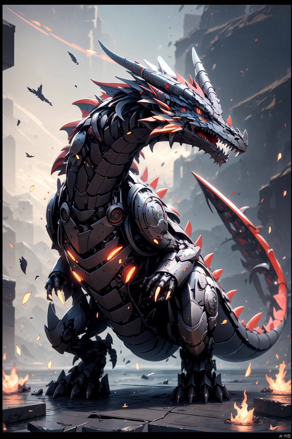  absurdres,absurdres,realistic,(full_shot:1.8), solo, , Mechanical Dragon
