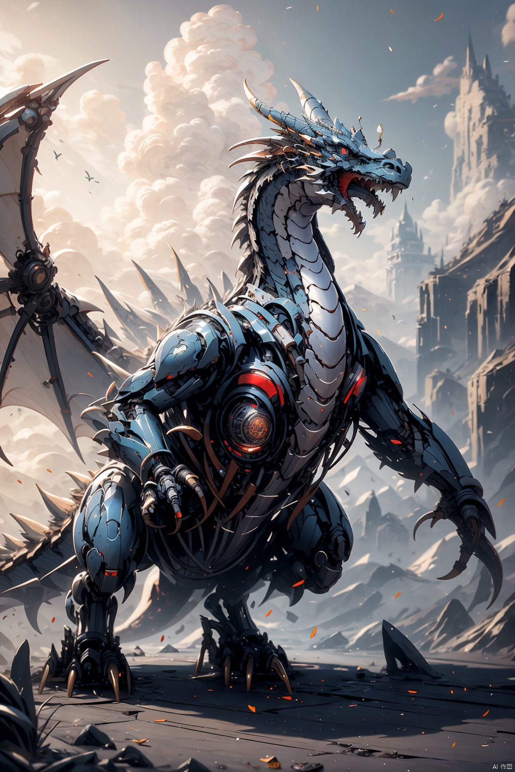  absurdres,absurdres,realistic,(full_shot:1.8), solo, , Mechanical Dragon