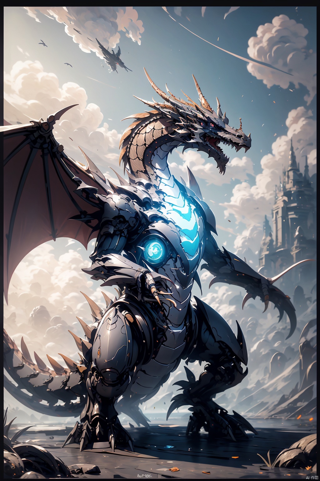  absurdres,absurdres,realistic,(full_shot:1.8), solo, , Mechanical Dragon