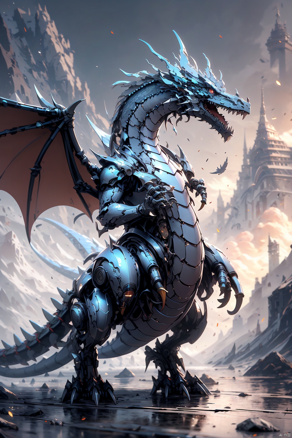  absurdres,absurdres,realistic,(full_shot:1.8), solo, , Mechanical Dragon