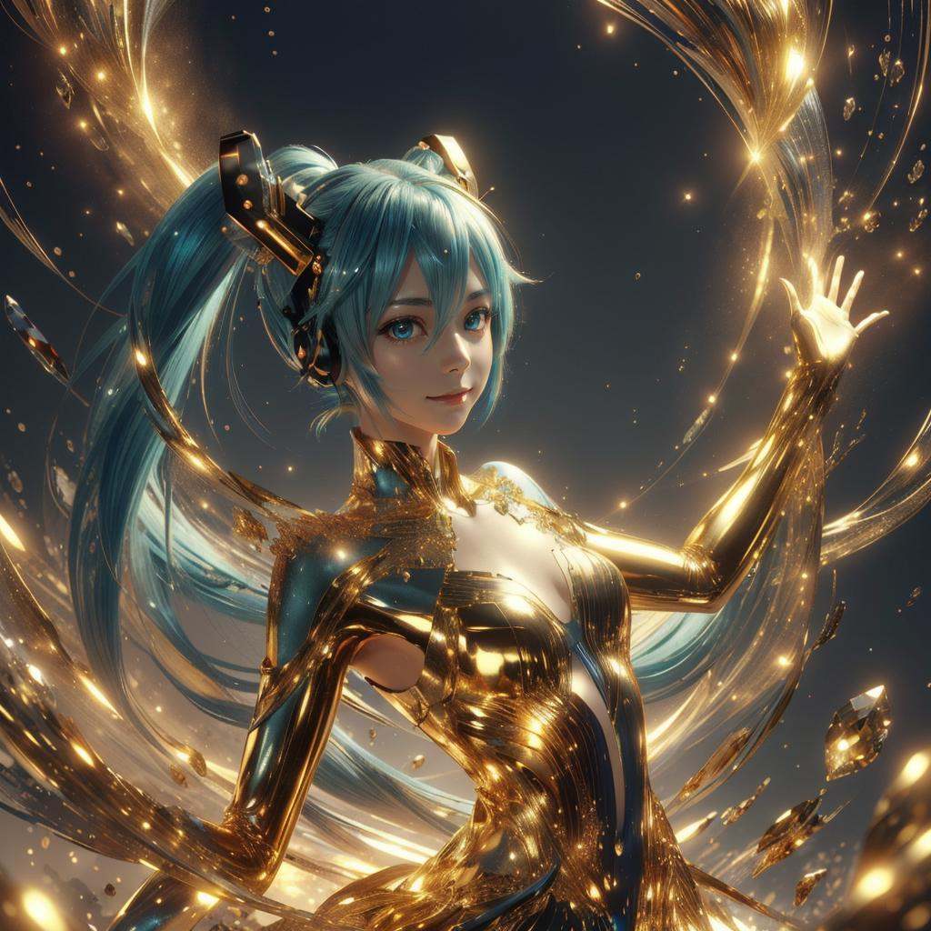 <lora:add_detail:0.3><lora:MidasMagic:0.8>, midasmagic, glint, midas touch ,hatsune miku, de-saturated