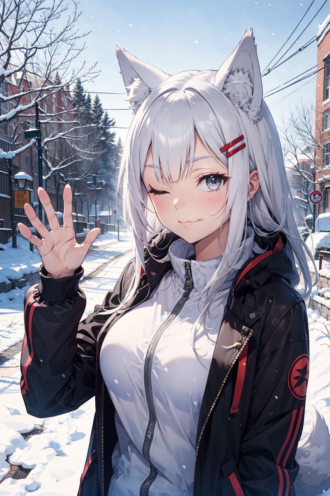 1girl,  animal ears,  grey eyes on Tensor.Art