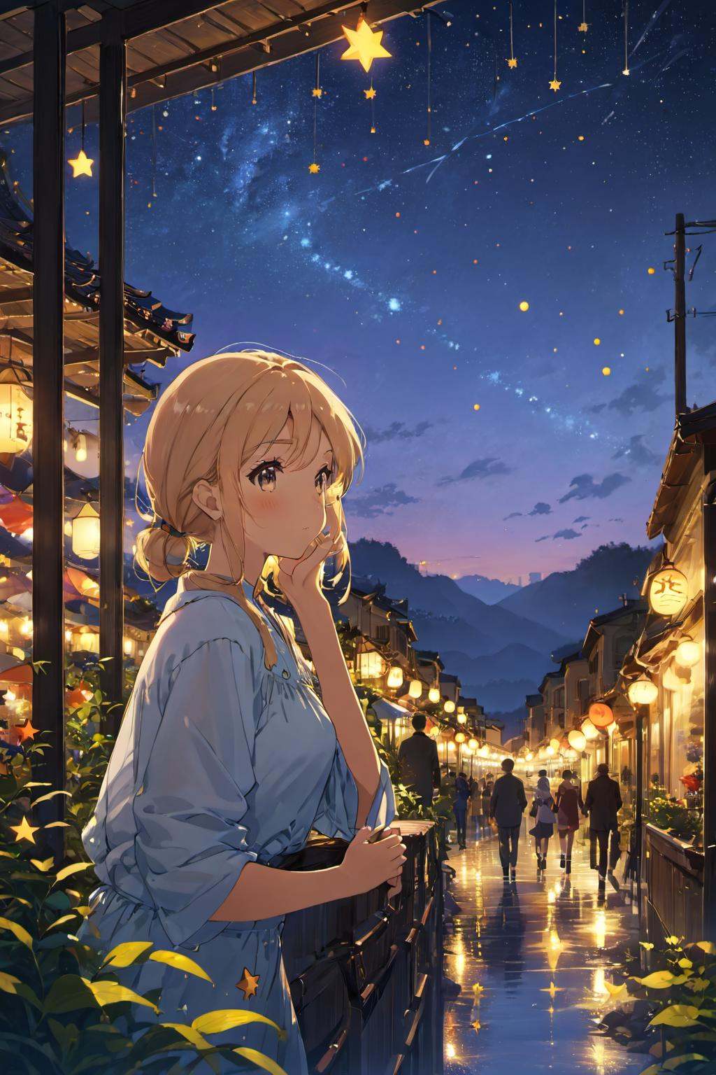 animeart,  1girl,  falling star on Tensor.Art