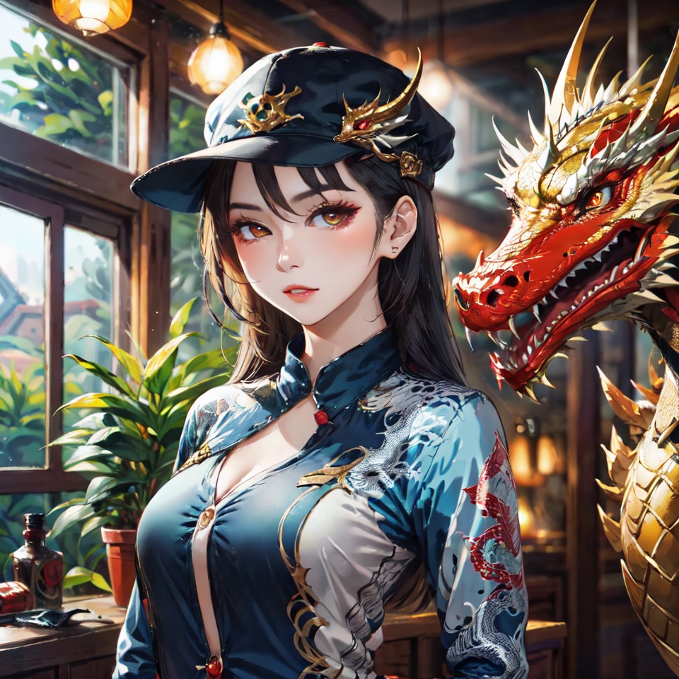 The boss of a mafia bang is a pretty girl who also called the daughter of Dragon,  detail face,  detail dragon abstract on...