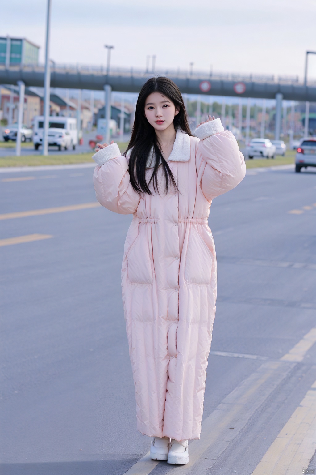 ulzzang-6500-v1.1,(original photo:1.2),(realistic:1.4),beautiful detailed girl,very detailed eyes and face,beautiful detail eyes,ridiculous,incredibly ridiculous,huge file size,super detailed,high resolution,very detailed,best quality,masterpiece,illustration,very detailed,CG,unified,8k wallpaper,amazing,fine detail,masterpiece,best quality,Very detailed CG uniform 8k wallpaper,face light,movie lights,1 girl,16 years old,long hair,((dynamic pose))),((sexy pose))),(camel toe),(Knit_cropped_top:1.4),(Platform_sandals:1.2),(Retro_diner_background:1.4), , puffer jacket