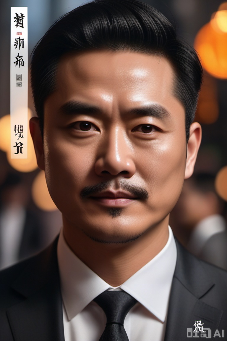 质量词: masterpiece, best quality, amazing quality, very aesthetic, absurdres, highres, newest
画面风格: realistic, blurry background, simple background, white background
人物: 1 man, middle - aged man, male focus, solo, asian, mature male
人物特征: facial hair, black hair, black eyes, closed mouth, lips, thick eyebrows, short hair
事件: looking at the audience 

需要注意的是,原提示词中的“blurry”表述与高质量画面有冲突,在实际使用时可能需要斟酌,高质量画面一般不希望出现模糊效果。 