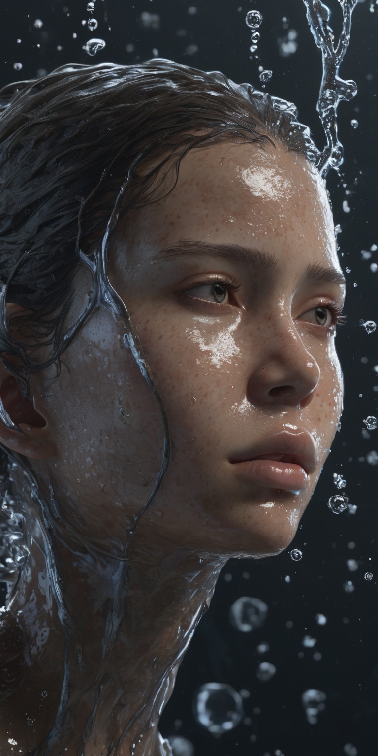 ((image of a girl fully sculpted from water)),  ((water head to toe)),  embodying fluidity and grace on Tensor.Art