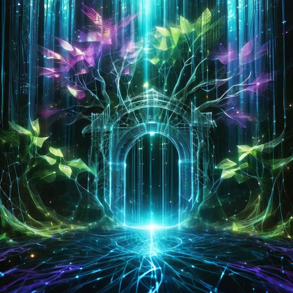 noc-wfhlgr,  of octane render of a mysterious dense forest with a large gate to the eternal kingdom,  blade runner by noco...