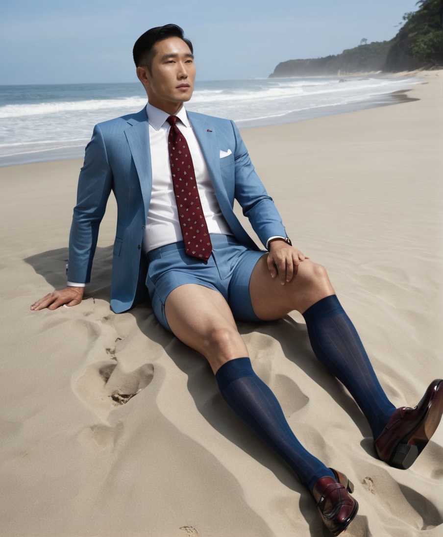 over the calf socks,  wearing shorts,  RAW on Tensor.Art
