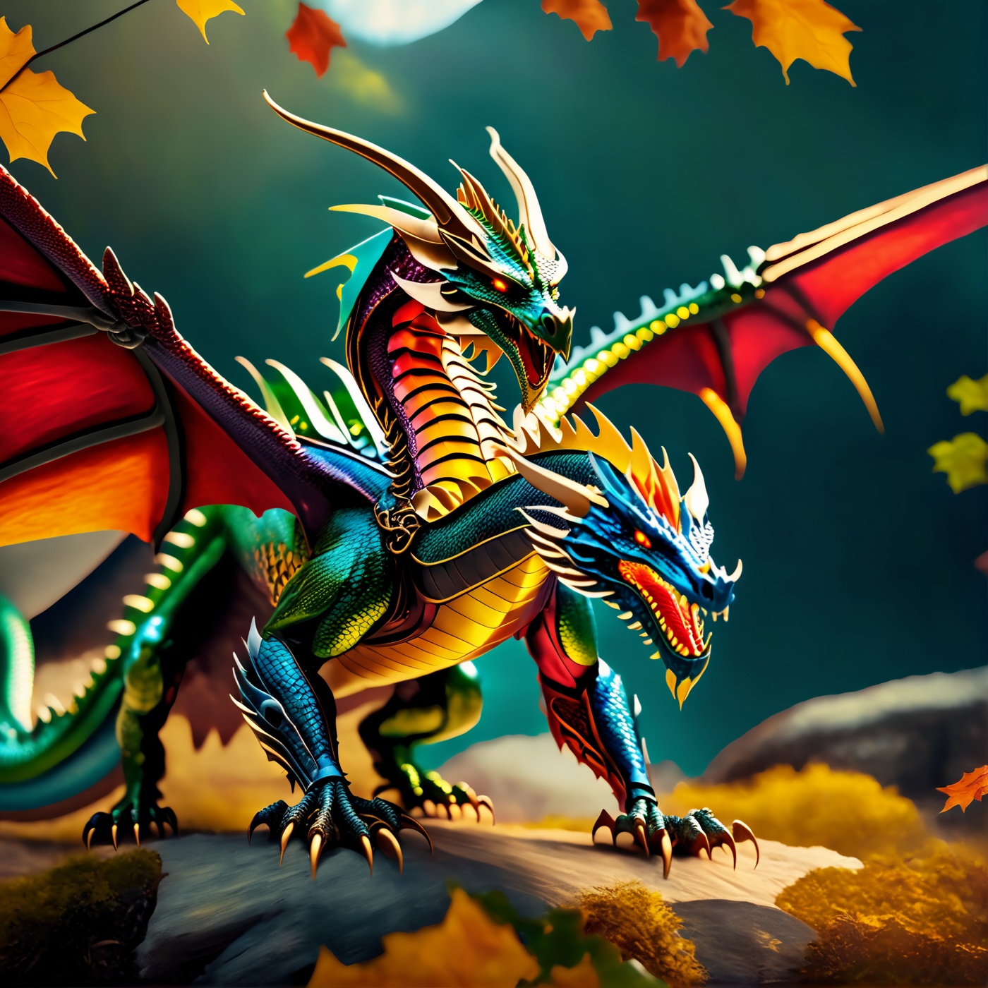 (((full_body))), Photo of a dragon with a pair of wings and a knight, Hyper-detailled, 32k, Super High definition, Vibrant Colors, Soft focus, Ultra Smooth,Soft natural look, Full shot, photorealistic, realism, film still, cinematic shot, dreamwave, aesthetic, action_pose,Movie Still,photo r3al,gemsdragon