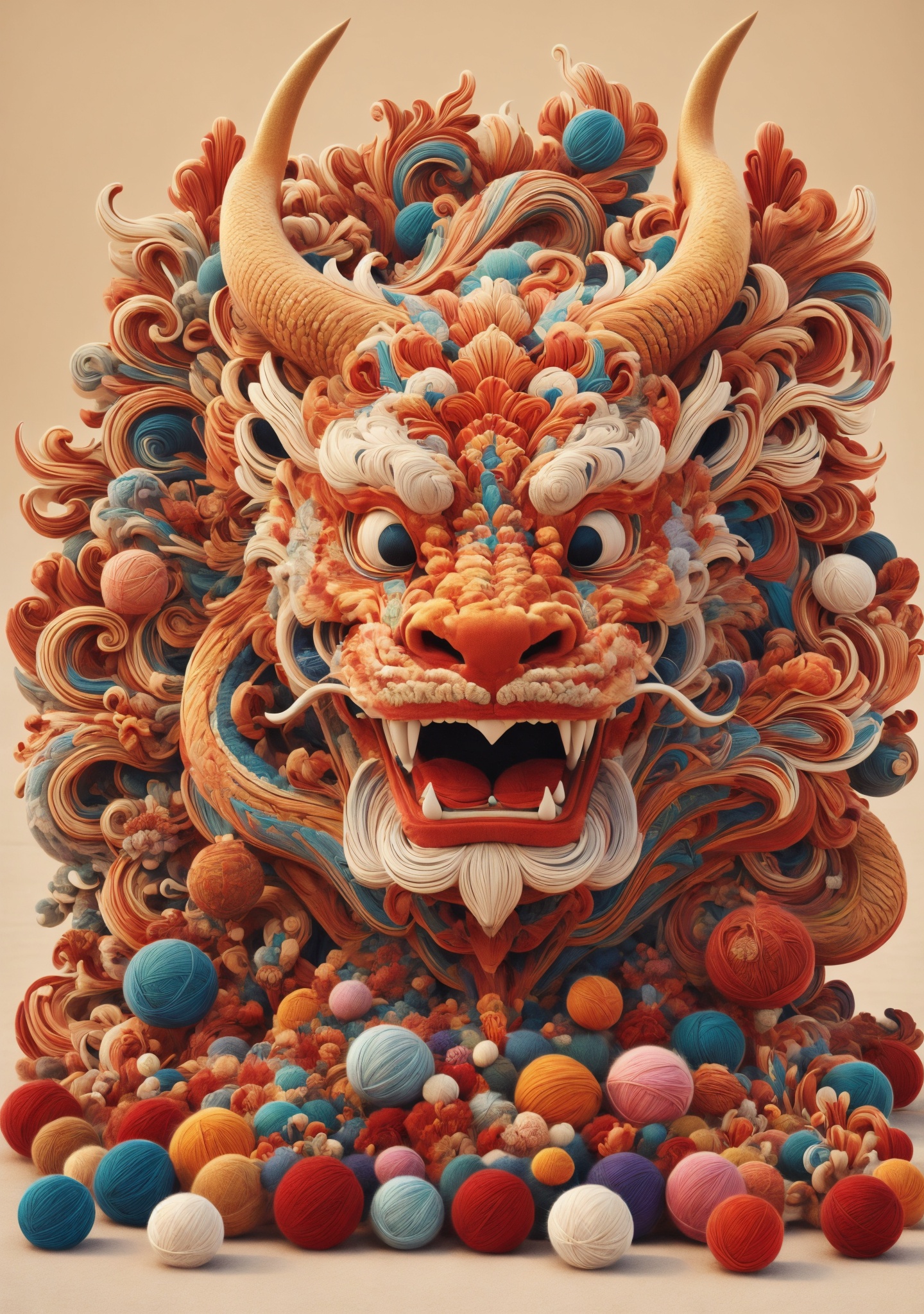 Wool material,  giant yarn ball,  3D by JAY HUANG AIGC on Tensor.Art