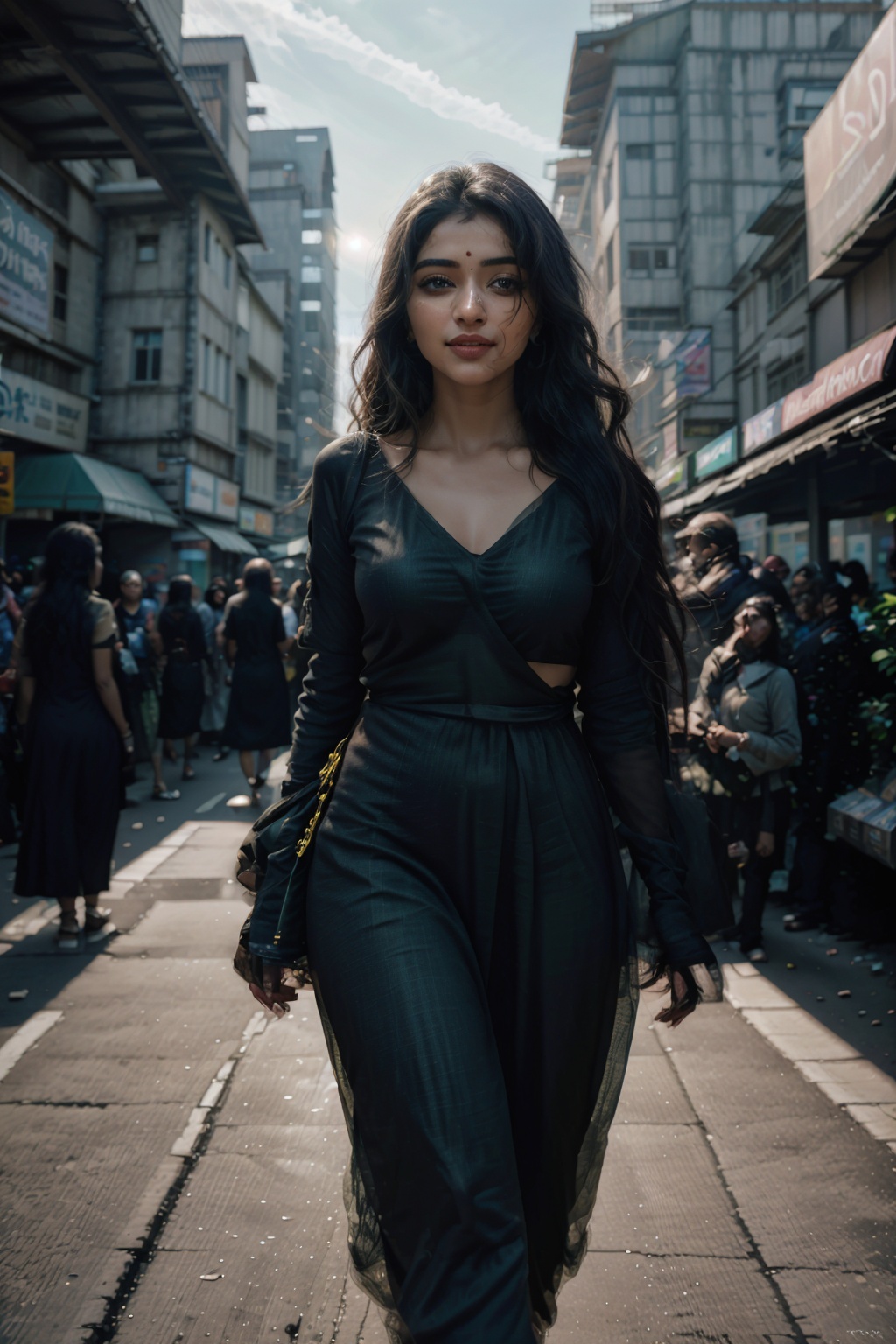 25yo girls walking on road,  Crowd city,  girls walking on Tensor.Art