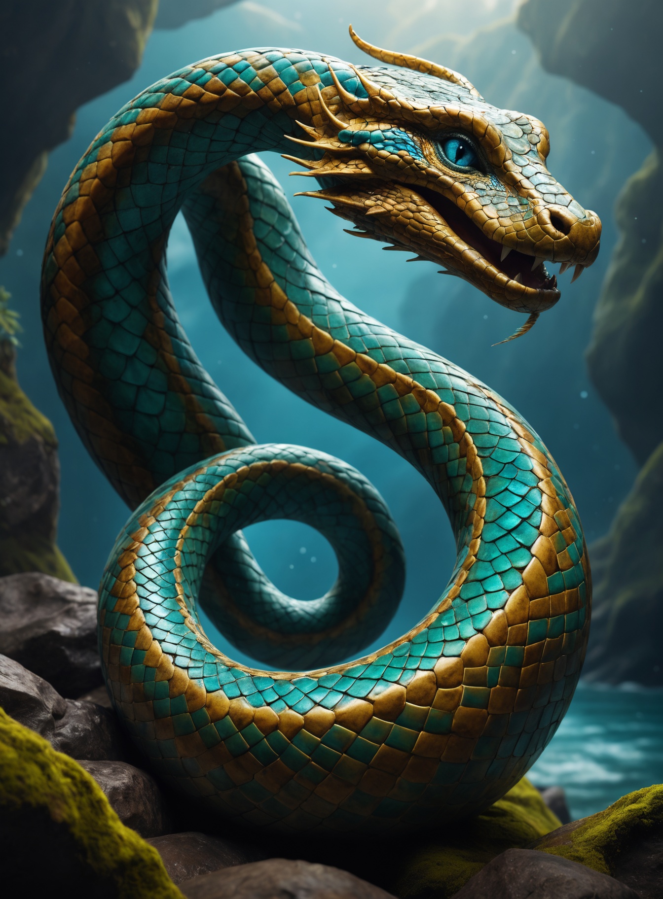 a colossal serpent,  coiled around the entire Midgard,  the earth. The scales covering its body come in a variety of vibra...
