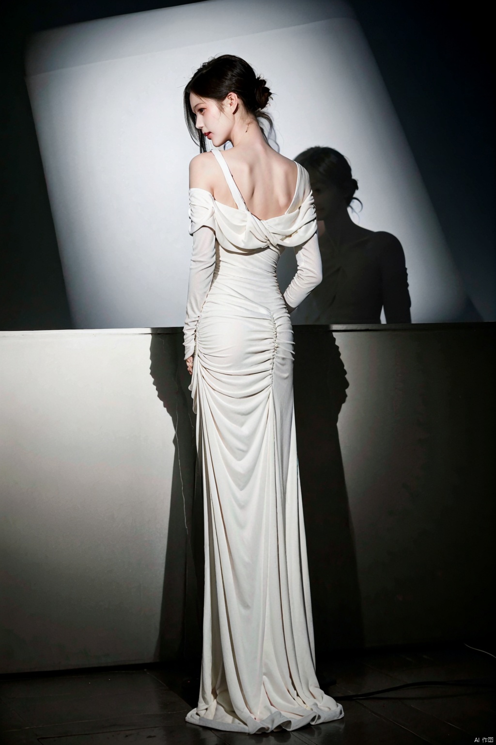 (1girl:1.3), (best quality, masterpiece, ultra high resolution),(photorealistic:1.3), (realistic:1.3), depth of field,(full body:1.2), (day:1.2), (cinematic lighting:1.2), long dress, hands on back