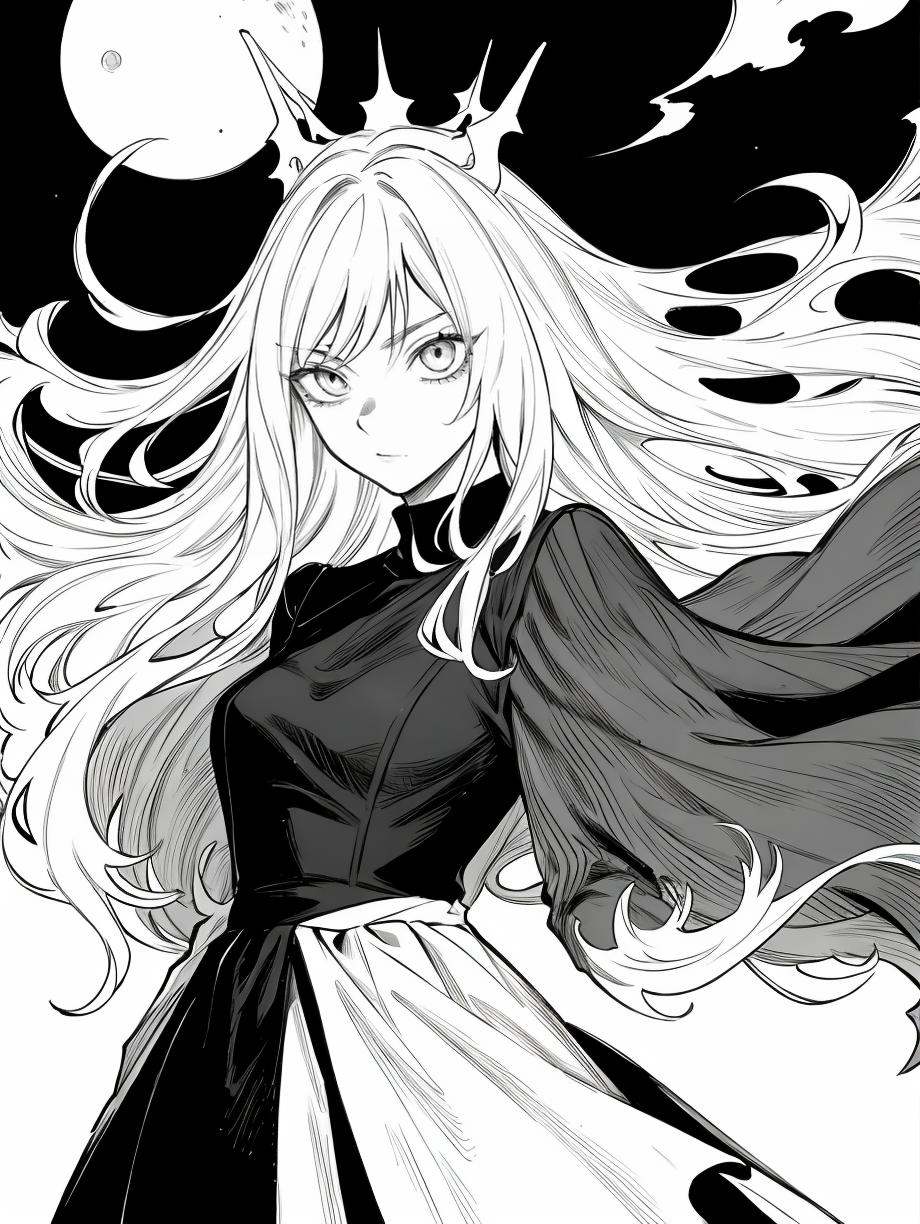 HEZI,  black and white line,  line tension by 盒子 on Tensor.Art
