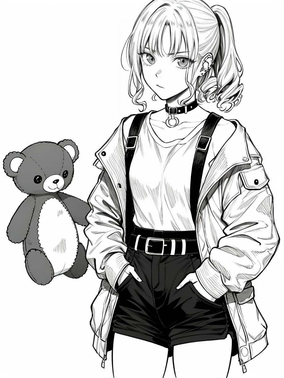 HEZI,  black and white line,  line tension by 盒子 on Tensor.Art