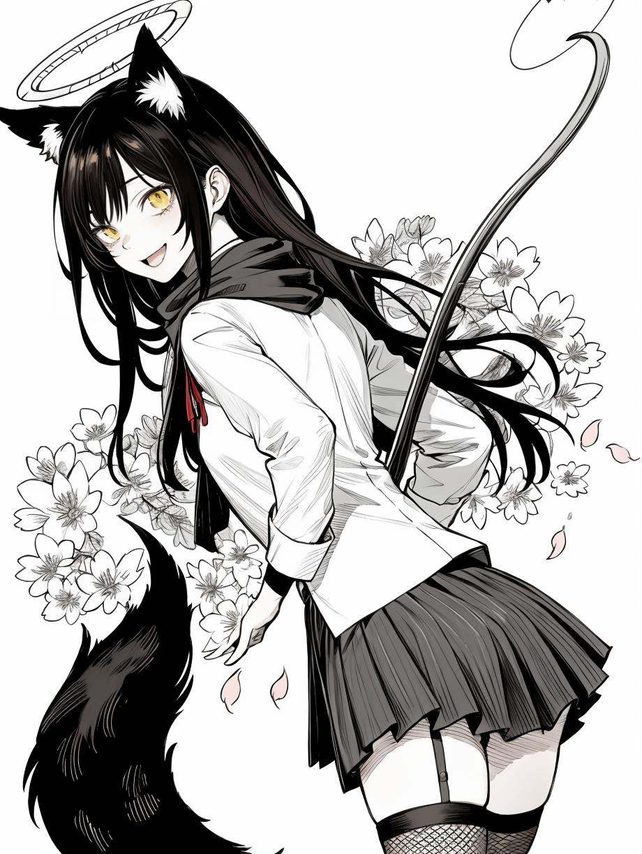 HEZI,  black and white line,  line tension by 盒子 on Tensor.Art
