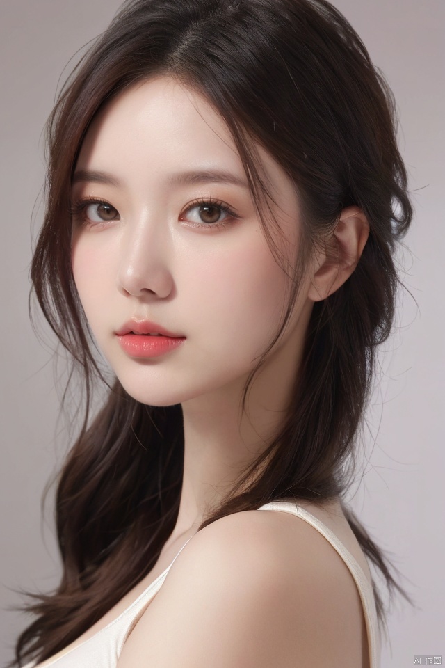best quality,masterpiece,ultra high res,looking at viewer,simple background,studio,side light,makeup portrait,black eyeshadow, , 1girl
