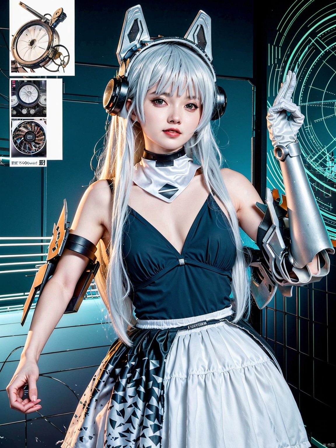  (masterpiece, top quality, best quality, official art, beautiful and aesthetic:1.2),anime artwork animated, tianqi,1girl,solo,long hair,looking at viewer,white hair,realistic,fake animal ears,mechanical wings, anime style, key visual, vibrant, studio anime, highly detailed