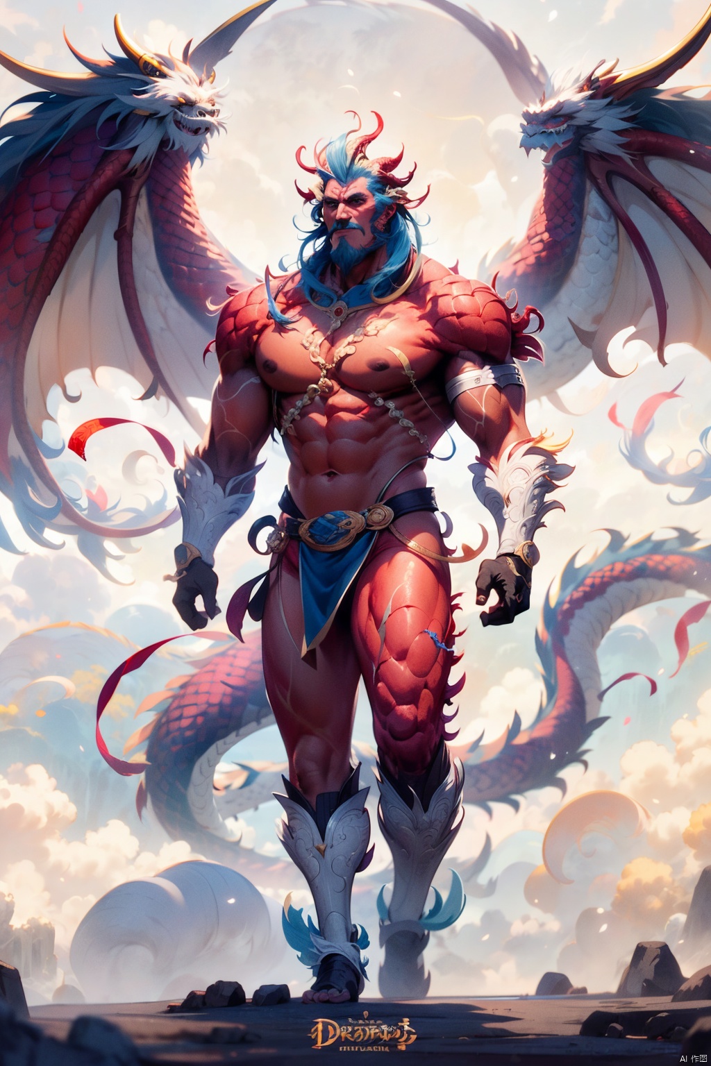  1boy, dragon man, 