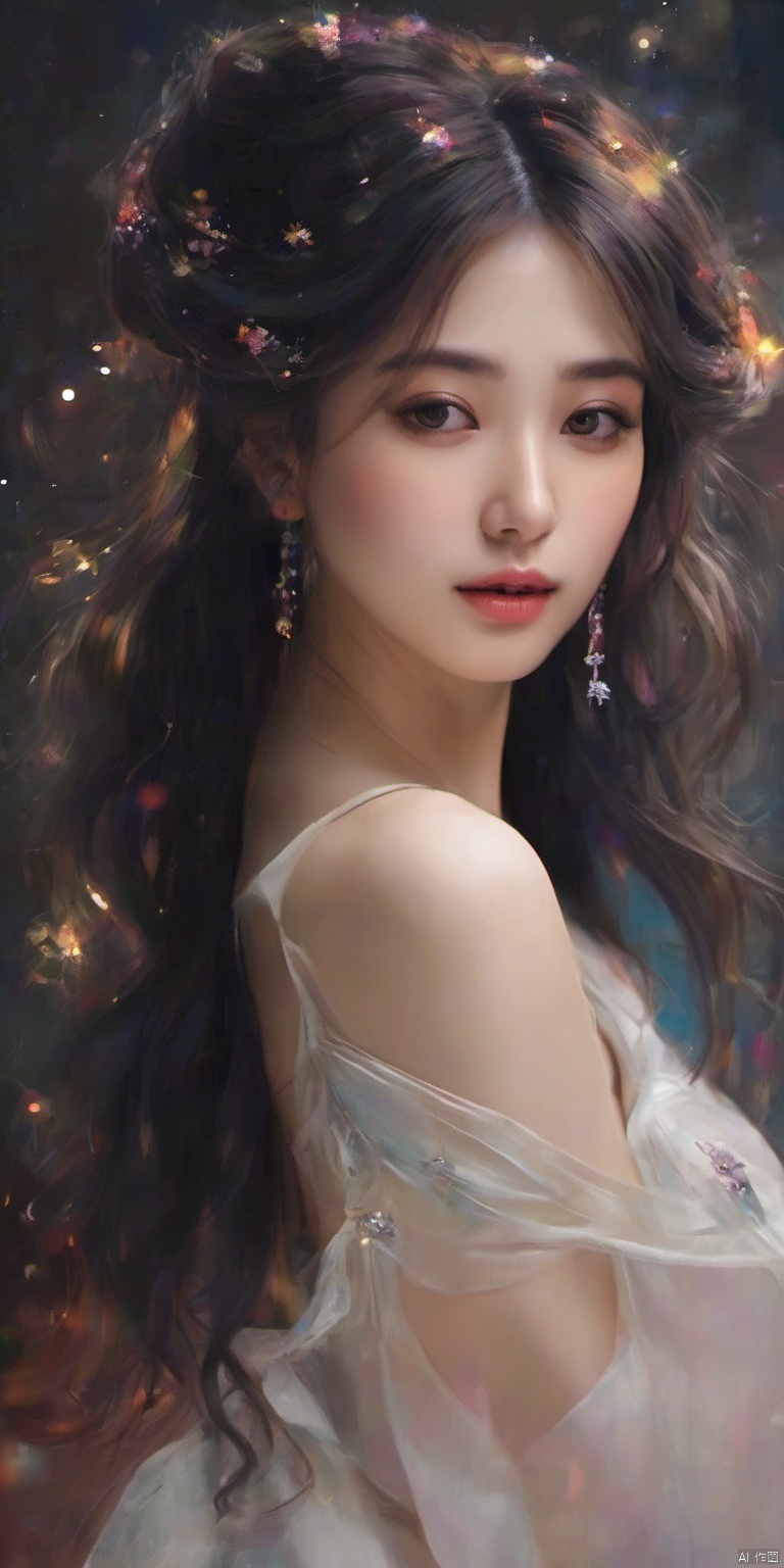 1girl,jewelry, earrings,lips, makeup, portrait, eyeshadow, realistic, nose,{{best quality}}, {{masterpiece}}, {{ultra-detailed}}, {illustration}, {detailed light}, {an extremely delicate and beautiful}, a girl, {beautiful detailed eyes}, stars in the eyes, messy floating hair, colored inner hair, Starry sky adorns hair, depth of field, large breasts,cleavage,blurry, no humans, traditional media, gem, crystal, still life, Dance,movements, All the Colours of the Rainbow,zj,
simple background, shiny, blurry, no humans, depth of field, black background, gem, crystal, realistic, red gemstone, still life,
