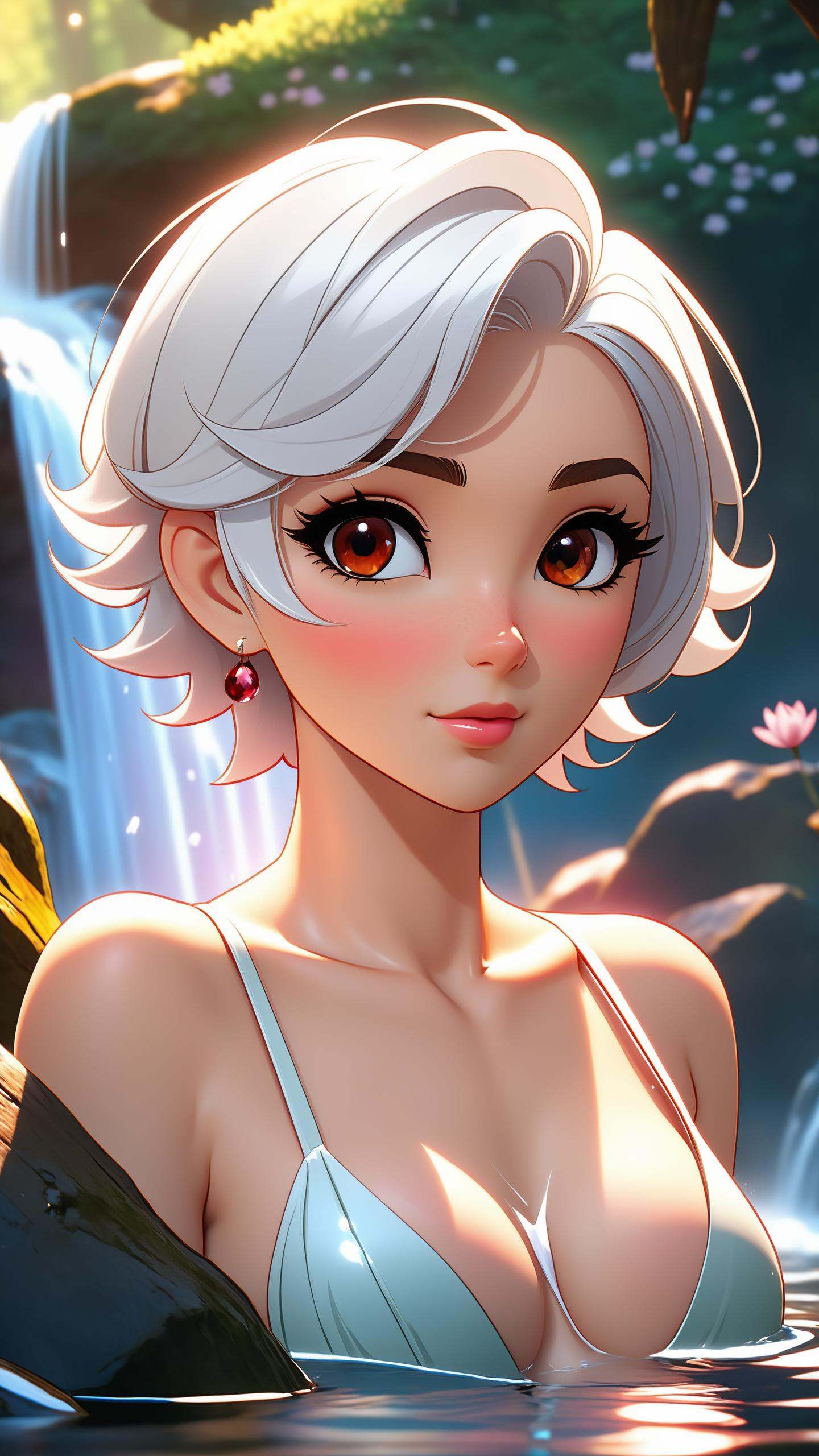 ((short parted down middle white hair)),  solo,  masterpiece on Tensor.Art