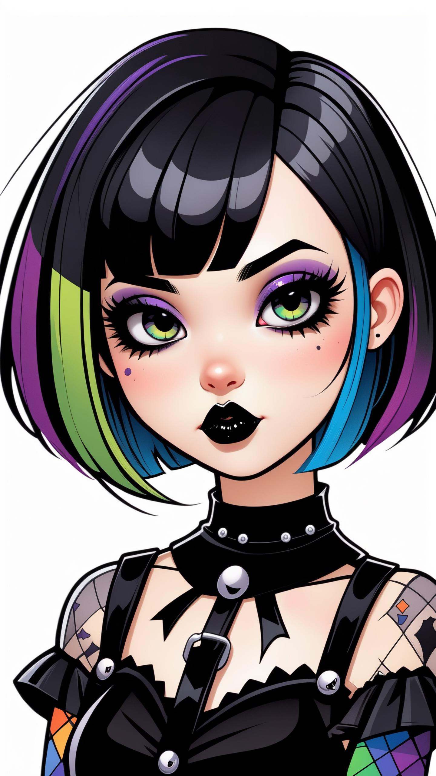 kawaii cute goth girl in a cartoon style,  1girl,  solo on Tensor.Art