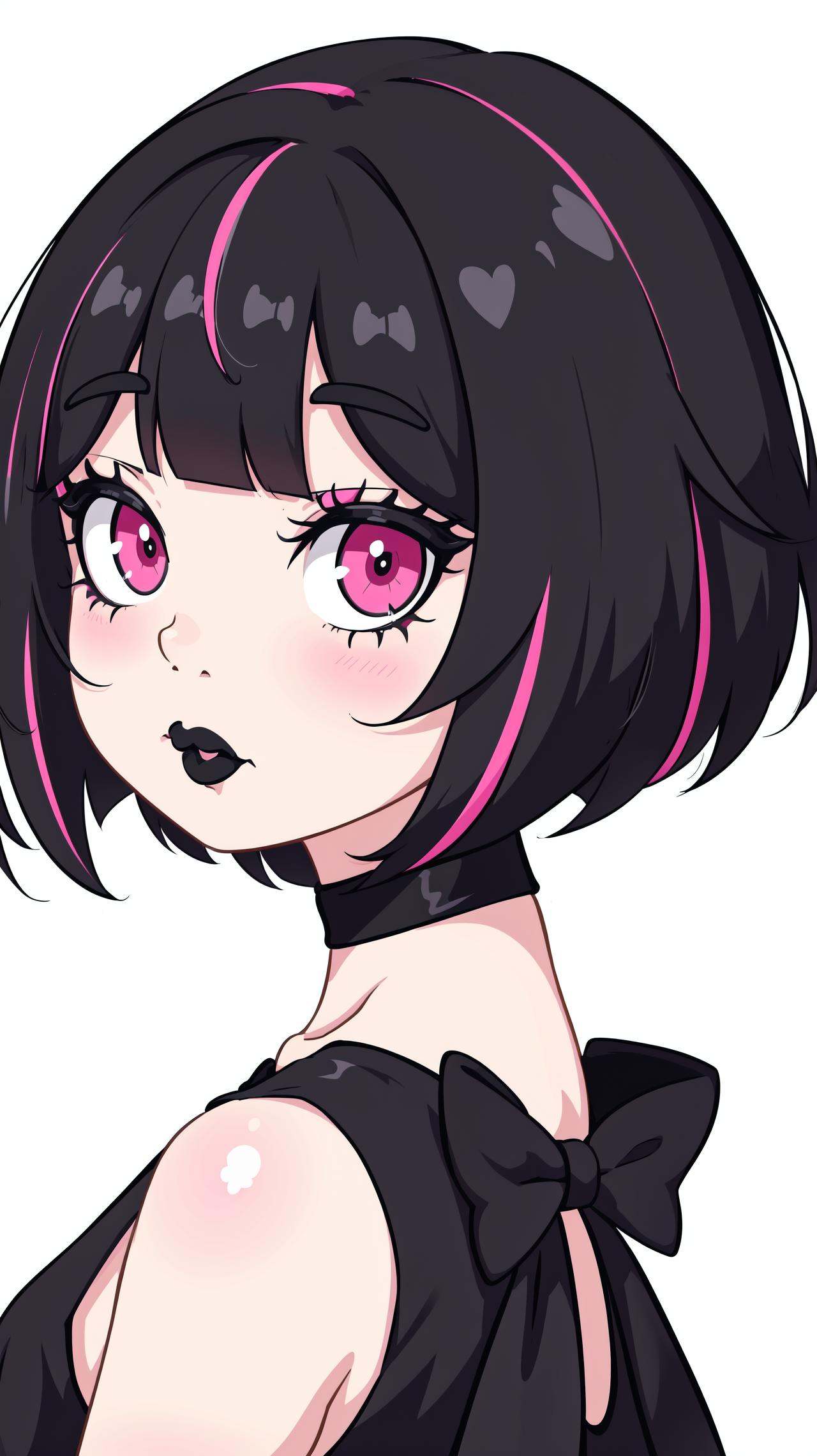 kawaii cute goth girl in a cartoon style,  1girl,  solo on Tensor.Art