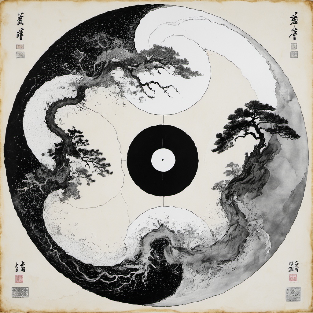 Tai Chi diagram,  Yin and Yang diagram on Tensor.Art