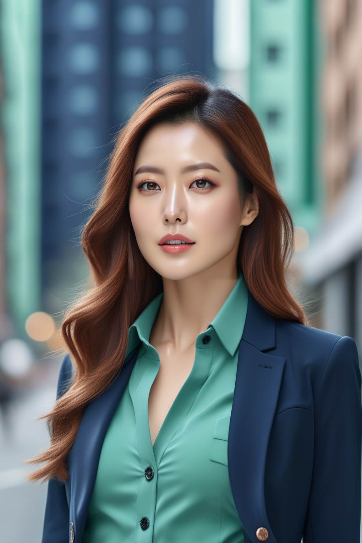 realistic portrait of a beautiful woman,  detailed exquisite symmetric face,  sharp nose on Tensor.Art