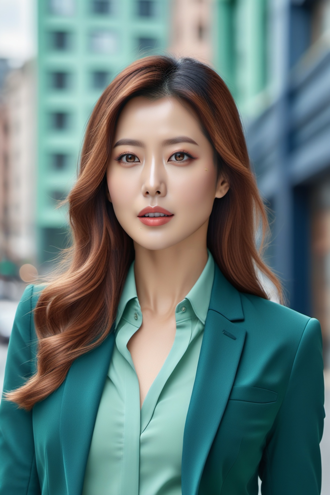realistic portrait of a beautiful woman,  detailed exquisite symmetric face,  sharp nose on Tensor.Art