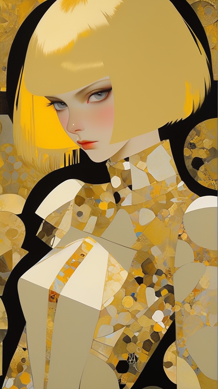 A sophisticated fashion model girl,  short blonde hair,  dynamic character on Tensor.Art