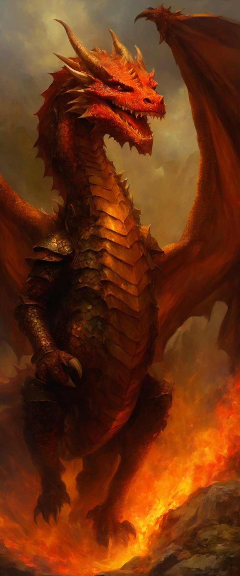 Deception of a medival dragon slayer. dark,  raw,  oil paint on Tensor.Art