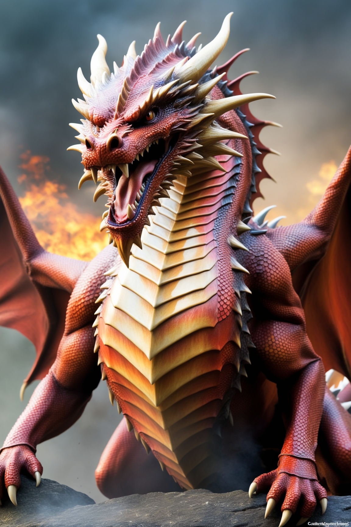 Angry fierce dragon,  darkart,  DonMn1ghtm4reXL on Tensor.Art